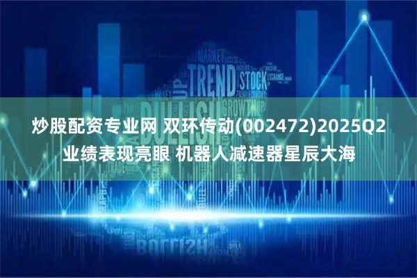 炒股配资专业网 双环传动(002472)2025Q2业绩表现亮眼 机器人减速器星辰大海