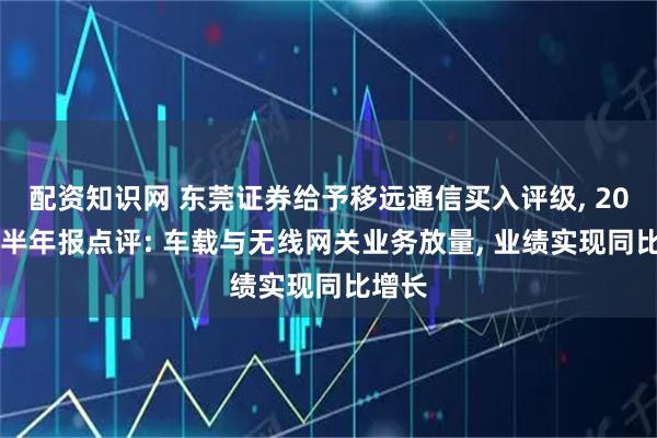 配资知识网 东莞证券给予移远通信买入评级, 2025年半年报点评: 车载与无线网关业务放量, 业绩实现同比增长